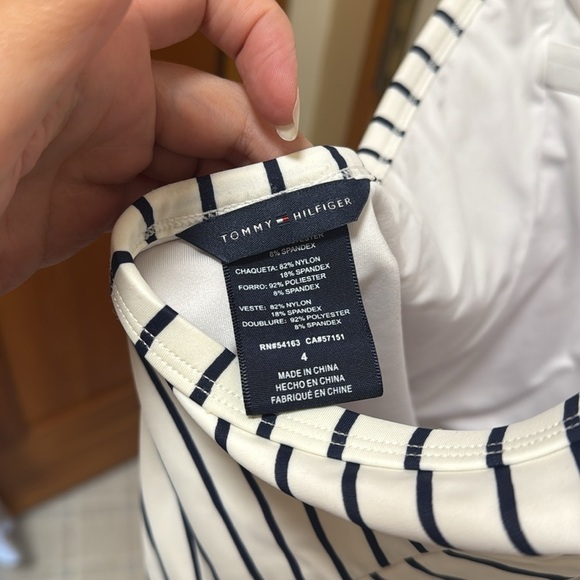 Tommy Hilfiger Blue and White Striped Halter One-Piece Swimsuit size 4 - Picture 4 of 9